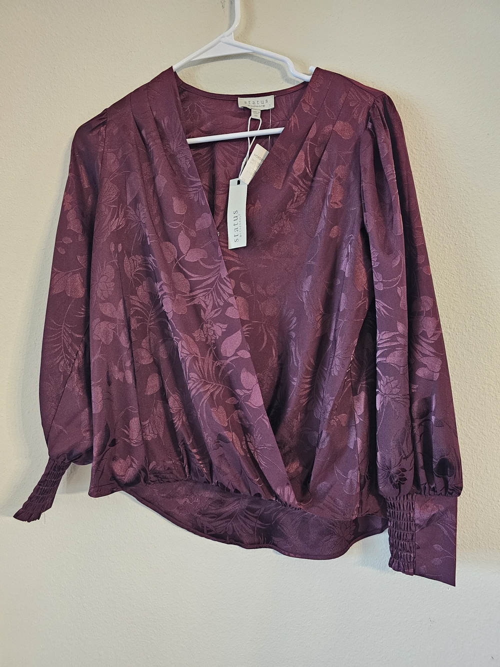 Stradivarius Plum Floral Surplice Blouse